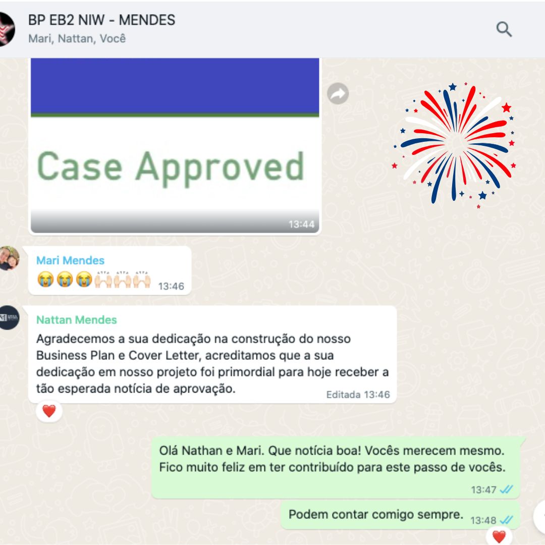 Mensagem de cliente agradecendo pelo business plan e cover letter após aprovação